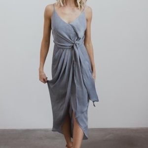 baltic born- BLUE TANK SIDE TIE MIDI DRESS